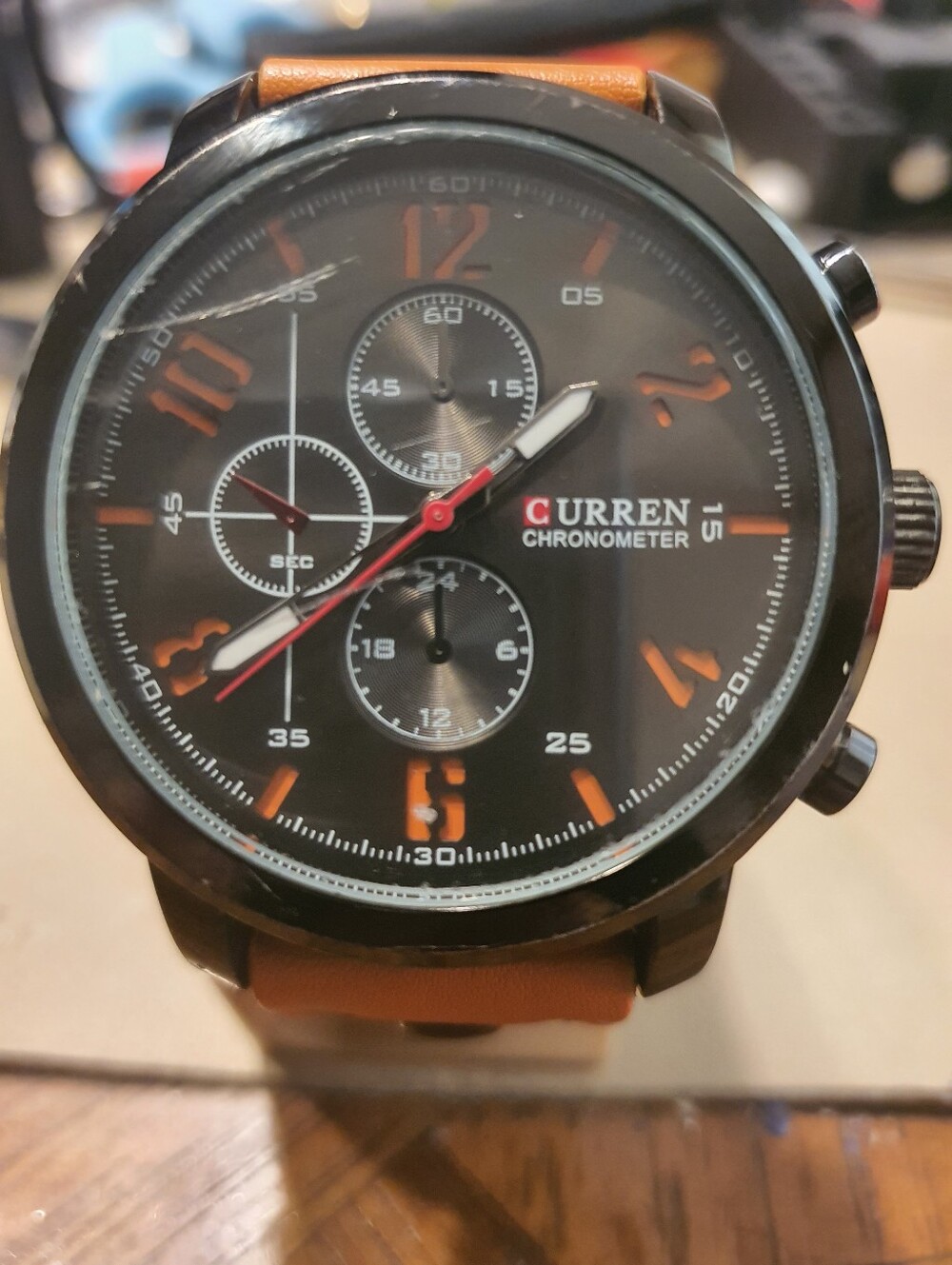 Curren M:8192 Black/Orange Leather Men's Watch